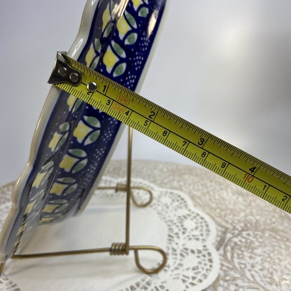 Polish Pottery Large Platter BOLESLAWCU Boleslawiec Poland 13in Ruffled Blue - Picture 4 of 6